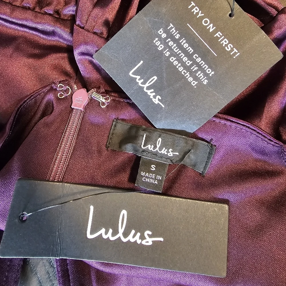 Lulus Flawless Forever Dark Purple Satin Pleated Midi Dress - Picture 12 of 13